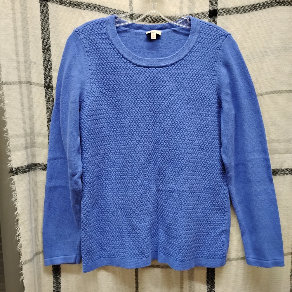 Talbots Textured Knit Blue Sweater